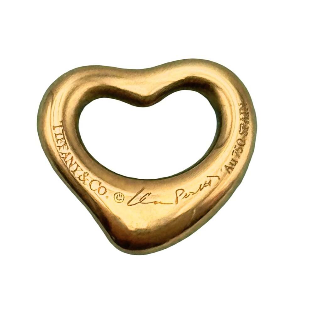 Tiffany & Co Elsa Peretti Open Heart Pendant Charm 11mm Yellow Gold 750 Gift Box - Picture 4 of 5